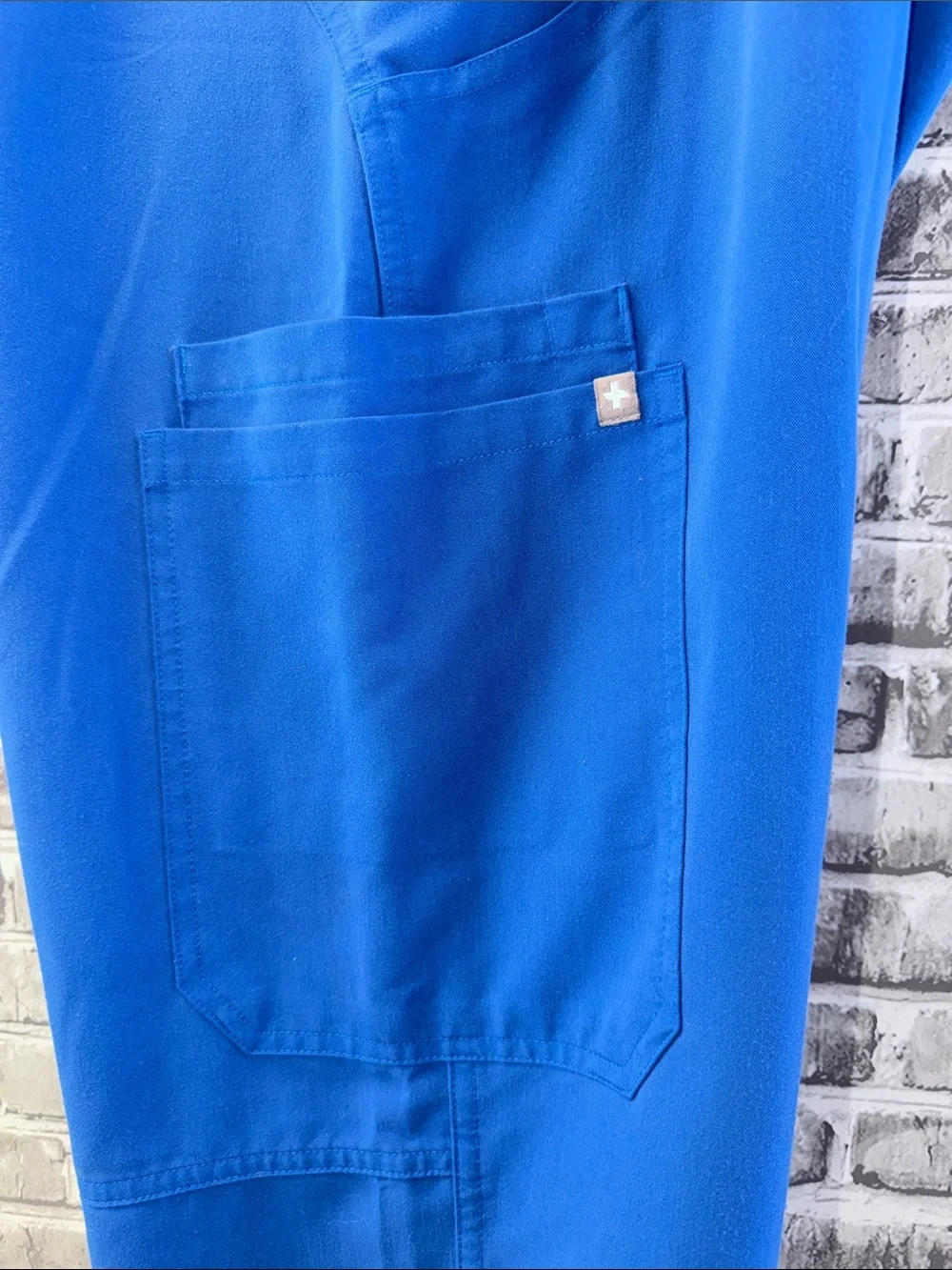 FIGS Blue Straight-Leg Work Pants
